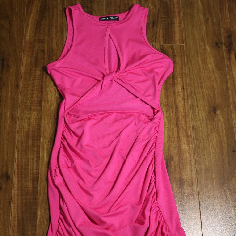 SHEIN ICON Twist Front Cut Out Ruched Bodycon Dress; Size XS